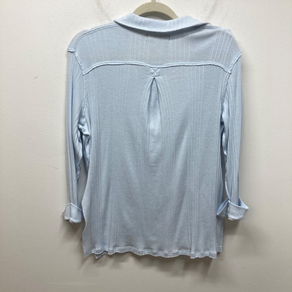 Free People - Annie Ribbed Long Sleeve Slouchy Pullover - Sky XS - Picture 9 of 11